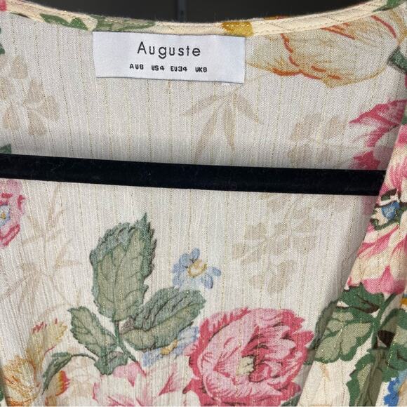 Auguste The Label Delilah Frill Wrap Mini Dress in Delilah Bloom Natural Size 4 - Picture 4 of 4